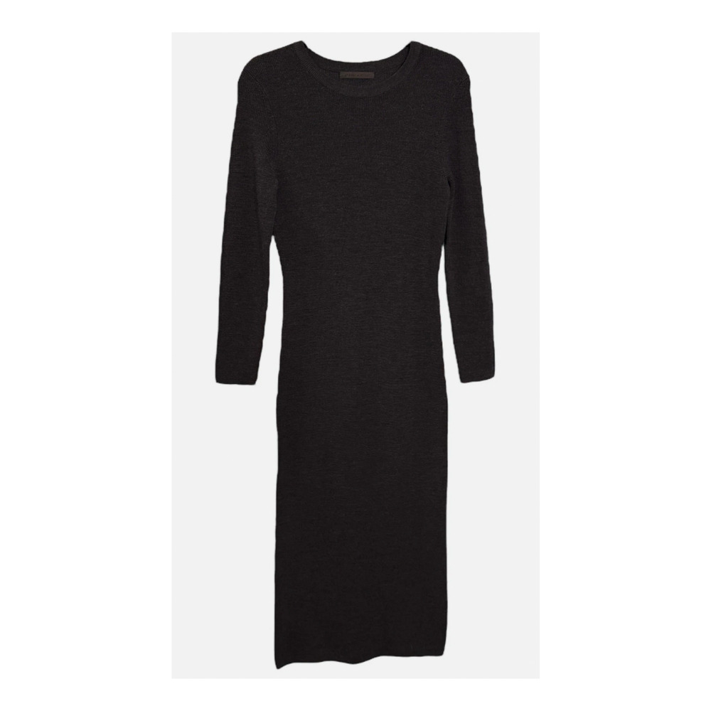 Jenni Kayne XS Wool $450 Sweater Dress Long Sleeve Ribbed Midi Charcoal Gray - Picture 3 of 10
